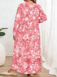 Mellowie Đầm dài tay kiểu Ả Rập truyền thống tối giản, in hoa cổ điển trang nhã, phù hợp cho mùa xuân/hè; đầm dài tay kín đáo, thanh lịch, cỡ lớn, cổ tròn, phù hợp cho mùa thu/đông. - Nhiều màu - Xem 2