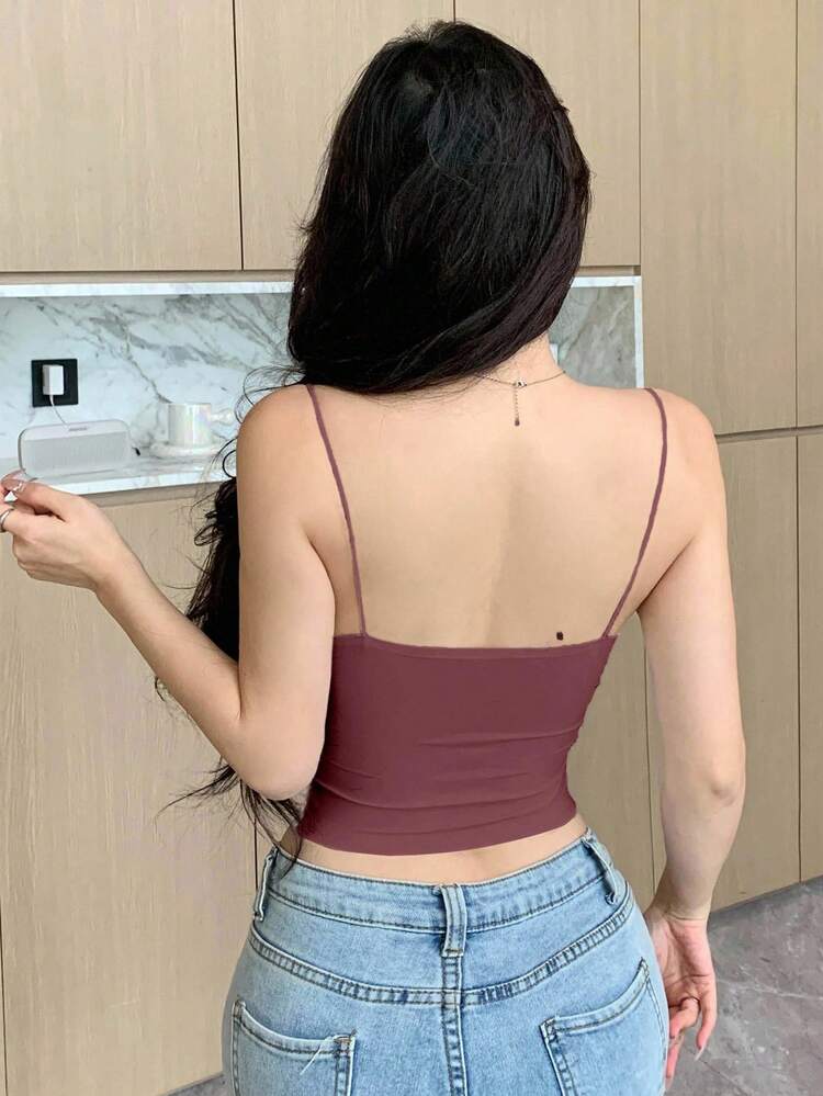 Seamless Camisole With Padded Bust, Minimally Gathered, Sleeveless, Suitable For All Seasons