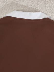 Genkimix Kids 少女骑士印花撞色荷叶边领长袖T恤和裤子休闲套装 - 棕色 - 查看 4