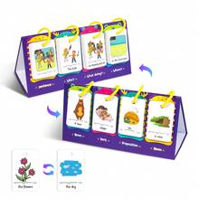 Un conjunto de 80 tarjetas didácticas para el desarrollo educativo y cognitivo de la primera infancia para aprender palabras y construcción de oraciones, con diseños de dibujos animados ilustrados para el aprendizaje interactivo del inglés entre padres e hijos. - Multicolor - Ver 5