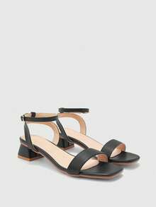 CUCCOO BIZCHIC Women's Fashionable Elegant Square Toe High Heel Sandals, Versatile For Office, Home And Other Occasions, Spring/Summer - Black - View 7