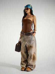 StreetHx 夏季街头风女式无袖连体衣 - 棕色 - 查看 3