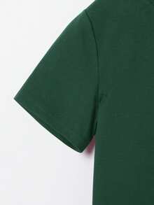 Áo thun ngắn tay cổ tròn in hình đại bàng dành cho bé trai tuổi teen, kiểu dáng thường ngày, đa năng. - Màu xanh lá cây đậm - Xem 4