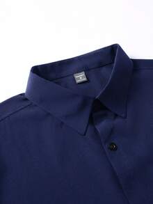 Manfinity Mode Camisa de manga larga casual para hombre - Azul Marino - Ver 5