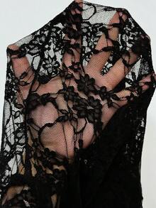 SHEIN PETITE Black Fish Net Tights Pantyhose With Dimante Embellishment Sexy Party Evening Style Autumn Winter - Black - View 8