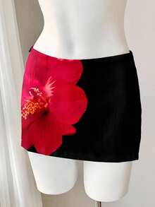 Comfortcana Women's Casual Vacation Low Waist Mini Skirt, Women's Vacation Mini Skirt, Women's Summer Skirt, Floral Print, Beach Outfit, Summer Outfits,Spring Outfit Women,Beach Skirt ,Floral - Multicolor - View 3