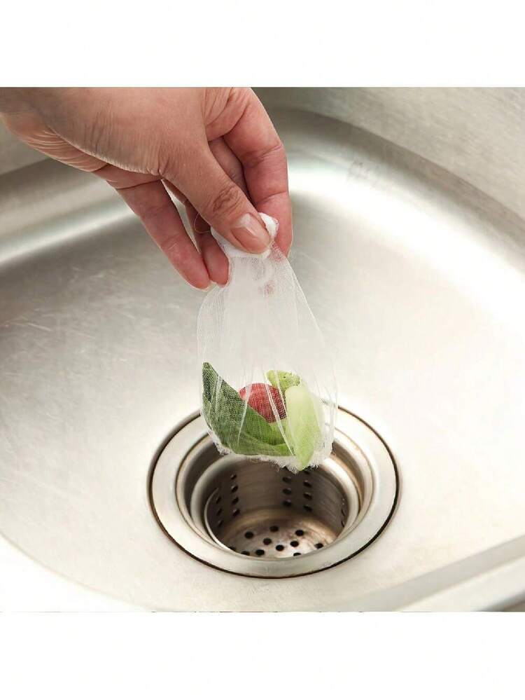 300PCS Disposable Mesh Sink Strainer Bags, Kitchen Sink Strainer Filter Mesh Bag Anti Clogging Elastic Kitchen Sink Strainer Mesh Trash Bag, Fits Most Sizes Of Sink Strainer - White - View 6