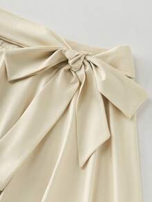 Olithes Women's High Waist Elegant Fashion Versatile Draping High-End Chinese Style Landscape Painting Print Tie Waist Skirt - Khaki - View 3