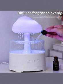 1 pieza Humidificador para el hogar, Humidificador en forma de nube de lluvia de colores, Máquina de aromaterapia con gotas de lluvia, Lámpara de ambiente para dormir, Luz nocturna en forma de nube de lluvia con 7 colores cambiantes, Adecuado para el hogar, la oficina y el dormitorio - Multicolor - Ver 6