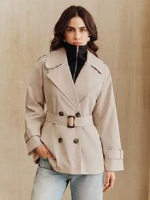 Anewsta 2026 Spring/Summer New Women's Windbreaker, Casual Detachable 2 In 1 Long Sleeve Windbreaker - Apricot - View 6