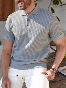 Manfinity Mode Áo thun nam tay ngắn màu trơn tối giản phong cách thường ngày - Xám - Xem 5