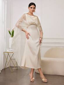 Al Najma Elegant Apricot Polka Dot Dress For Women, Latest Fashion - Apricot - View 5