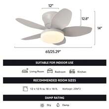 1个带灯吊扇 - 低矮型带灯吊扇，LED可调光，现代风格，适用于卧室和客厅 - 彩色 - 查看 3