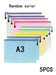 Extra Large Grid Waterproof Zipper Document Bag - A3 Transparent Student And Professional Document Organizer, Ideal For Paper And Exam Storage. - Multicolor - View 2
