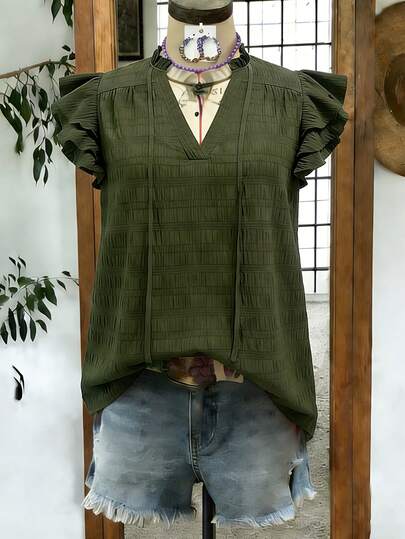 Linhara 大码梭织简约夏季度假衬衫