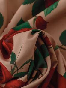 Linhara 大码女式复古棕色玫瑰荷叶边双层宽松休闲度假衬衫 - 彩色 - 查看 3