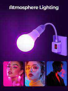 Teckwe LED Light Bulb Dimmable, RGB Color Changing Light Bulb, 16 Color Choices & 4 Lighting Modes, Portable LED Bulb With Remote Control For Home Decor, Bedroom, Stage, Party Decor, Valentine's Day - White - View 5