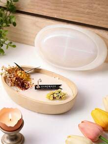 1pc Ship Shape Candle Jar Silicone Molds Oval Boats Cement Plaster Flower Pot Mold Concrete Wax Box Candle Tray Mould Home Decoration Crafts - White - View 9