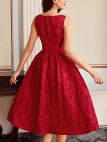 Vintamour Vintage Elegant Women's Dress With Pockets Jacquard Texture Vacation Holidays Party Long Dress Long Summer Dress For Women Summer Holiday Outfits Spring Outfit Women Spring Break Outfits Spring Clothing Valentine's Day Dress Valentines Day Dress Valentine Outfits For Women Valentines Day Outfit Elegant Dresses For Party Dresses For Women Elegant Party Dress Wedding Guest Dress For Women Birthday Dress For Women Birthday Outfit For Women - Burgundy - View 5