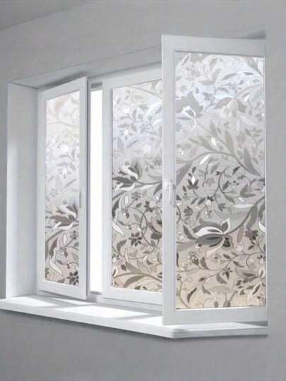 1片优雅郁金香图案隐私窗膜，浴室玻璃隐私贴纸，防紫外线，家用磨砂玻璃贴膜 - 自粘式，无需胶水，透明/不透明玻璃纸，易撕易贴，适用于办公室和客厅装饰，花卉图案膜 | PVC材质，郁金香装饰礼品，生日/毕业礼物