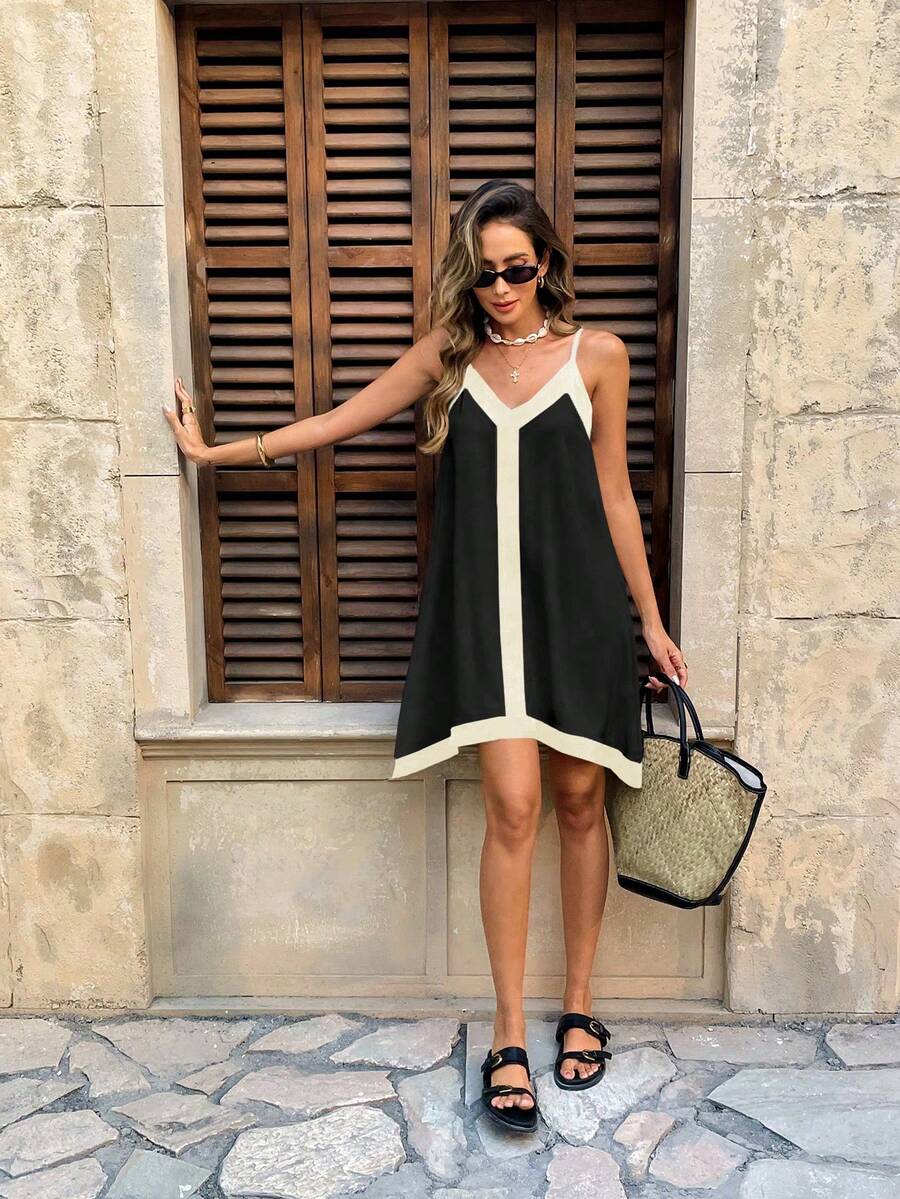 Pariaura 休闲 - 度假休闲吊带连衣裙 - 黑色 - 查看 1