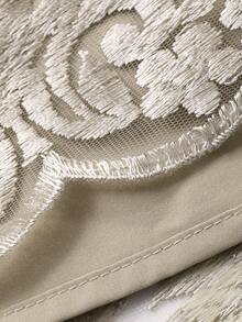 Dazy Plus Plus Size Women's Elegant Floral Lace V-Neck Long Dress, Suitable For Party And Spring/Summer - Beige - View 3