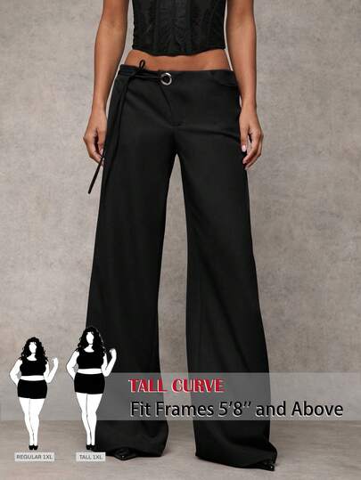 SHEIN Tall CURVE CURVE New Plus Size Women's Tall Girls Black Casual High Waist Wide-Leg Pants With Zipper Andy Pockets,Waistband Decoration,High-Waisted Makes You Look Slimmer And Your Legs Longer, Tall Women Pants,Suitable For Tall Women.High-Waisted Makes You Look Slimmer And Your Legs Longer, Suitable For Tall Women.Old Money Style,Suitable For All Seasons And Occasion,Suitable For Tall Girls& Women, Summer Wide-Leg Pants Summer Summer Wide-Leg Pants Pants Pants Summer Outfits Summer Holiday Outfits Long Summer Pants For Women Spring Outfit ,Wide-Leg Pants,Office Pants,Elegant Pants,Casual Pants, High-Waisted Slimming Wide-Leg Pants For Summer,Elegant Women's Ceremony Pants ,Elegant Pants For Party,Elegant Pants For Ladies,Elegant Long Pants, Vacation Outfits Women,Holiday Outfits For Women,Summer Holiday Outfits,Summer Vacation Outfits,Casual Pants For Women ,Sexy Pants For Women,Carnival Carnival Costume Carnival Women Look 2026 2026 Carnival Women Carnival Clothes Carnival Costume Women