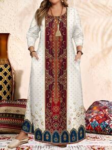 EMERY ROSE 大码长袖圆领连衣裙，适合秋冬季穿着 - 彩色 - 查看 1