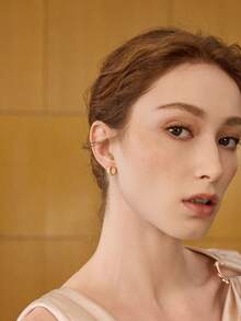 MOTF PREMIUM 时尚贝壳耳环，优雅设计，韩式耳环，送给女朋友的珠宝礼物 - 金色 - 查看 7