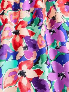 女童彩色碎花无袖荷叶边下摆休闲度假连衣裙 - 彩色 - 查看 7