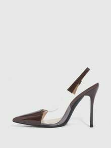 CUCCOO SZL 女士尖头搭扣设计日常百搭时尚高跟鞋 - 咖啡棕 - 查看 4