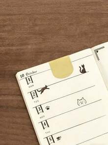 1个猫咪图案双面书签，多功能礼品猫咪模板尺，日记本计划本笔记文具工具 - 彩色 - 查看 4