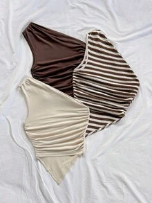 Soleia 3件套女士度假休闲不对称下摆吊带上衣套装，夏季，适合返校、下午茶、休闲、海滩婚礼宾客、毕业早午餐、圣帕特里克节、春假、复活节、音乐节等场合，优雅波西米亚热带风情 - 彩色 - 查看 2