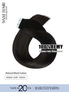 20Pcs 50Gram Tape In Hair Extensions Human Hair 18 Inch Remy Hair Extensions Color Natural Black Fashion Tape In Extensions, Tape In Human Hair Extensions Add Length For Wedding - SNatural - View 2