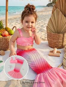 Cozy Pixies Baby Girl Mermaid Tail Print Cute Bikini Swimsuit