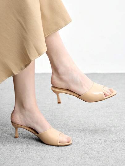 CUCCOO BIZCHIC Apricot Peep Toe Stiletto High Heel Sandals, Elegant Slip-On Sandals For Women, Versatile For Commuting And Daily Wear Spring Shoes