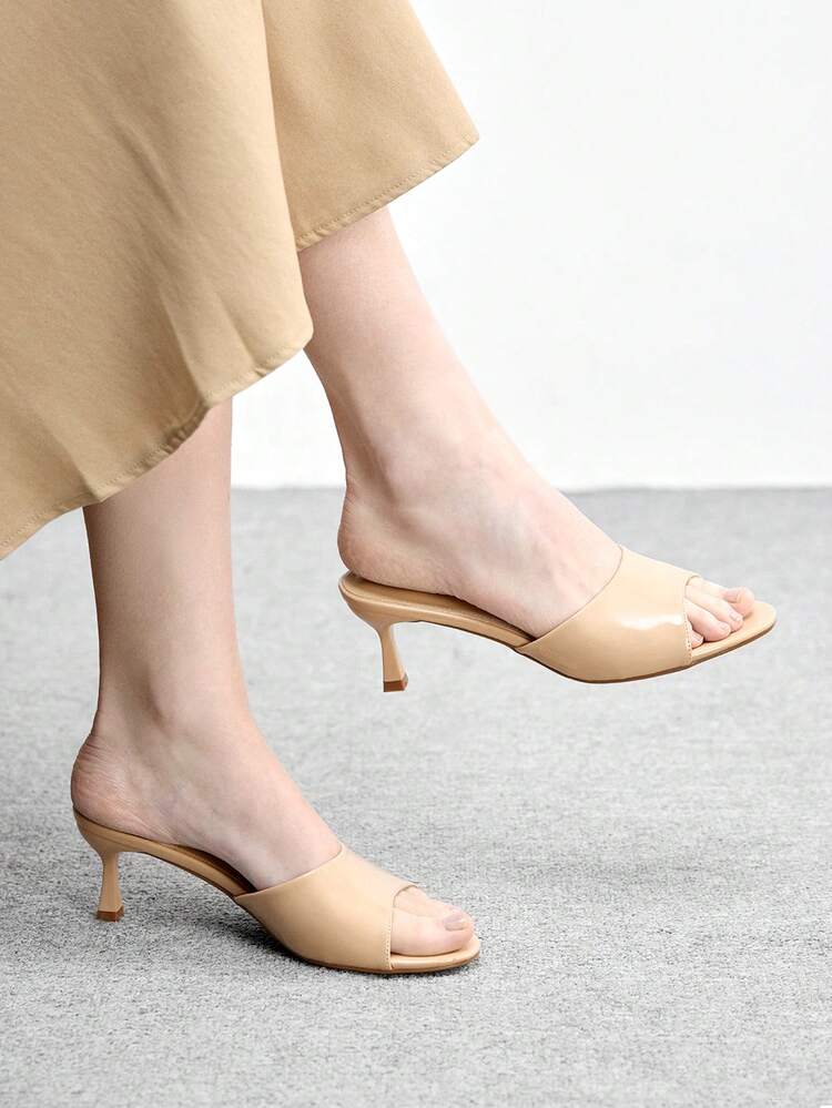 CUCCOO BIZCHIC Apricot Peep Toe Stiletto High Heel Sandals, Elegant Slip-On Sandals For Women, Versatile For Commuting And Daily Wear Spring Shoes