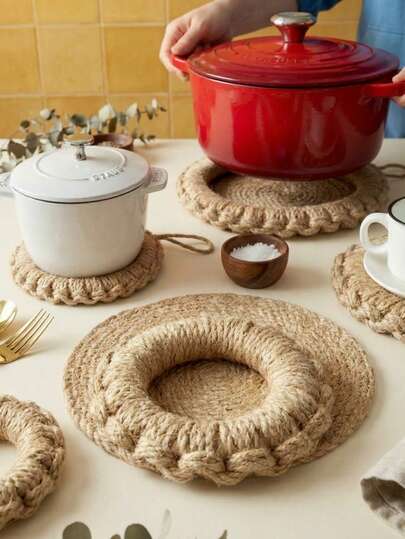 Cirelle Handwoven Jute Placemats - Heat-Resistant Table Mats For Daily Use, Rustic Home & Kitchen Decoration