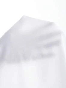 SHEIN 女士字母印花圆领短袖露脐修身休闲T恤 - 白色 - 查看 4