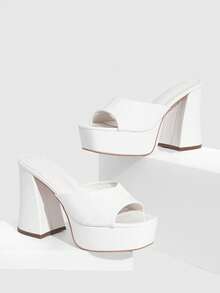 CUCCOO SZL 踝带露趾高跟凉鞋，度假鞋，夏季情人节礼物，夏季鞋，春季鞋，春假复活节舞会高跟鞋 - 白色 - 查看 6