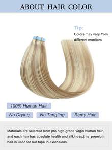 20Pcs 50Gram Tape In Hair Extensions Human Hair 18inch Remy Hair Extensions Panio Color 18/613 Fashion Tape In Extensions, Tape In Human Hair Extensions Add Length For Wedding Halloween Costumes - S18/613 - View 4