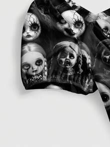 Goth 哥特式暗黑神秘恐怖娃娃连衣裙，加大码 - 黑色 - 查看 3