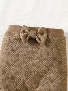 SHEIN Playful Pals طقم بنطلون ولباس علوي كاجوال بأكمام طويلة للبنات الصغيرات، خريف/شتاء - بني - مشاهدة 7