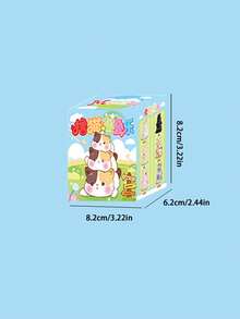 POKOJA LAND 1/6件装猫咪叠叠乐神秘盒可爱宠物桌面装饰卡通汽车摆件创意仪表盘小雕像减压指尖玩具办公室家居装饰 - 彩色 - 查看 6