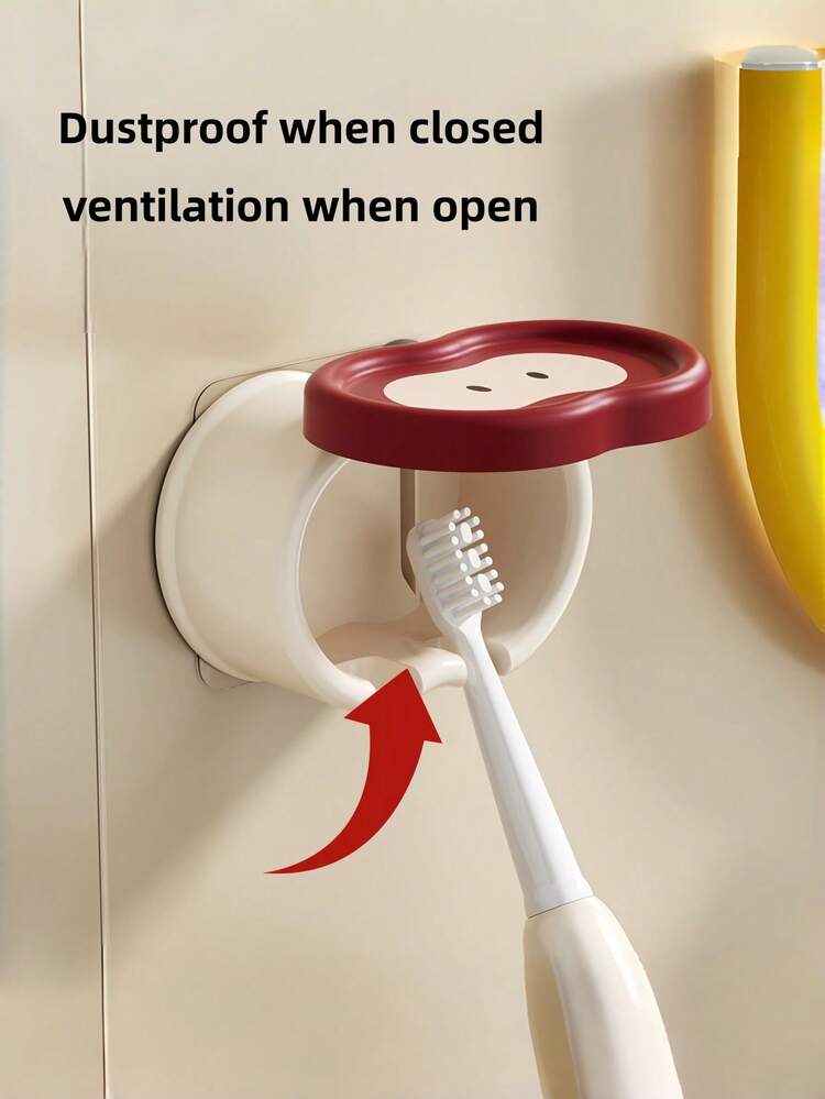 Zazumi 1个苹果牙刷架，壁挂式置物架，粘胶安装，无需钻孔，电动牙刷支架，牙科工具收纳架，浴室牙膏杯，经久耐用，适合日常使用 - 彩色 - 查看 3