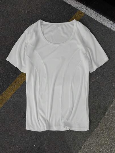 Manfinity Men's Casual Solid Color Crew Neck Short Sleeve T-Shirt