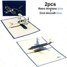 1pc 3D Airplane Model Greeting Card Creative Hand Hollowed Out Paper Paper Cuttings Party Gift Holiday Supplies Birthday Wishes Card,Back To School,School Supplies - Multicolor - View 10