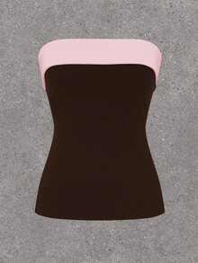 SHEIN EZwear 女士撞色Y2K风格抹胸上衣，夏季 - 彩色 - 查看 3