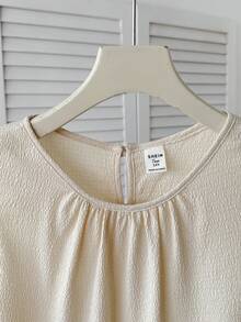 SHEIN Kids Summer Spring Squishy Summer Tops Teen Girls Blue Sleeveless Bow Collar Blouse, Casual Preppy Style Shirt Tween Girl Butter Yellow Tank Top Girls Peplum Top Girls Pastel Yellow Tops - Blue - View 7