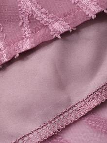 Dazy Plus V领印花灯笼袖优雅修身长款连衣裙，大码，度假风连衣裙 - 紫色 - 查看 3